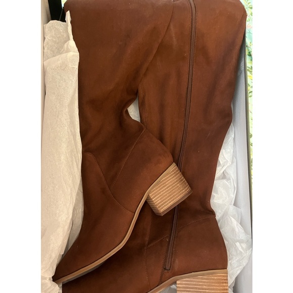 NIB Eloquii Riko brown faux suede over the knee boots, size 11 wide